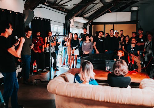 Party guests dancing