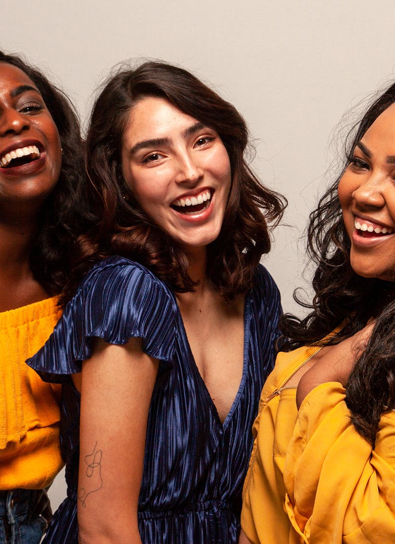 Friends sharing photos at a party